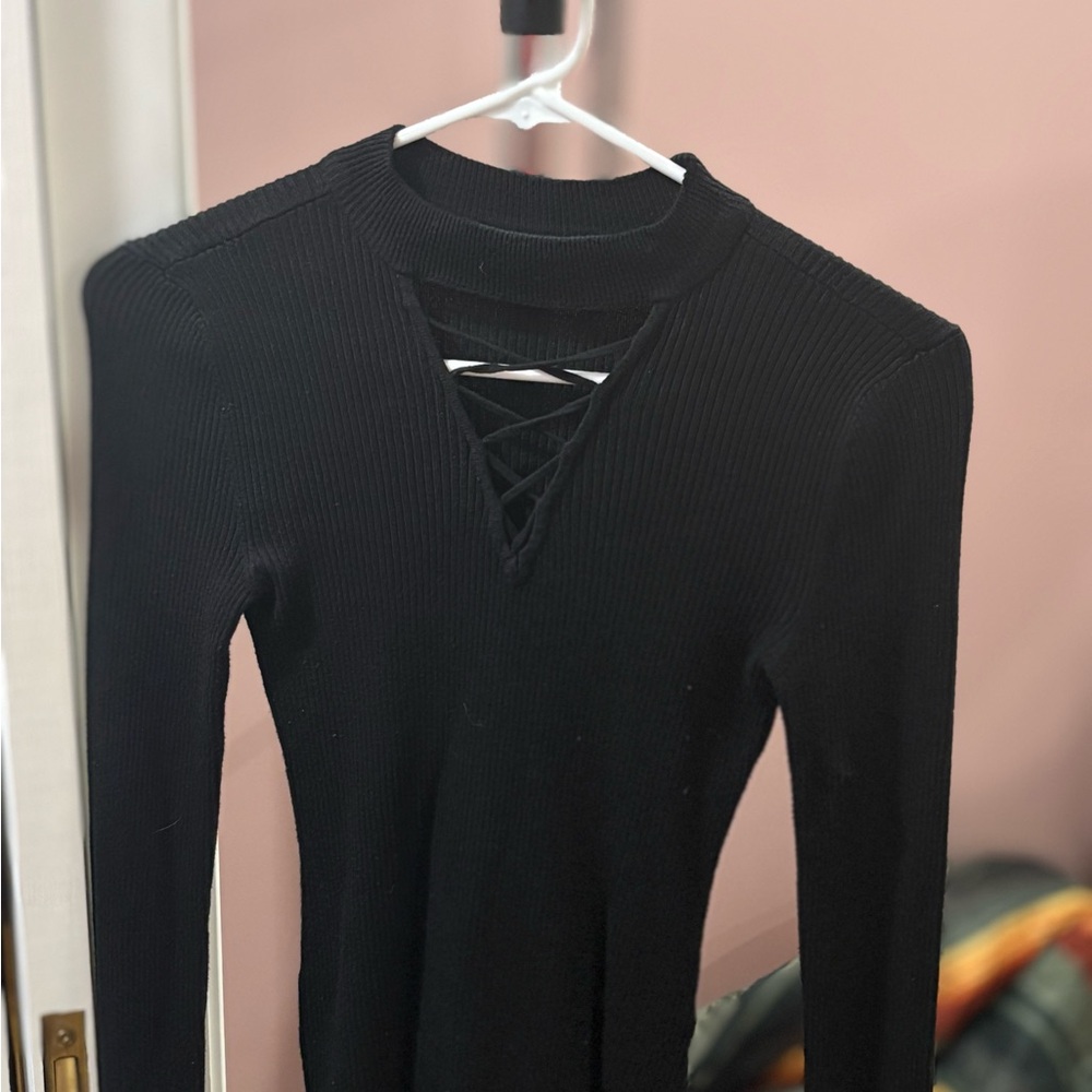 No Boundaries Black Ribbed Knit Top